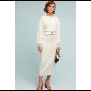 Anthropologie Creme 70s Midi Dress